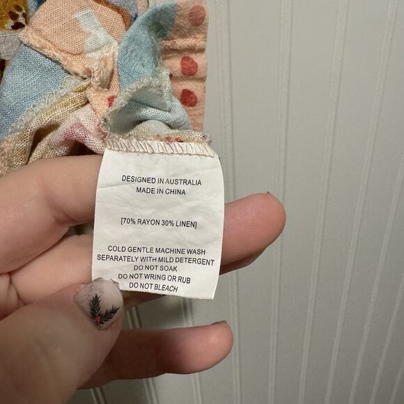 Anthropologie Paper Heart Fruit Pint Linen Mini Dress Resort Santorini Small - Picture 6 of 7